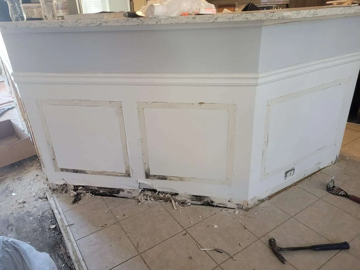Water damage and mold on kitchen during Storm Damage Restoration in Bremen